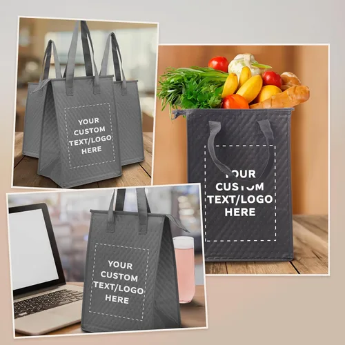 Miniatura 6 de DISCOUNT PROMOS Juego de 10/50/100 bolsas de almuerzo con aislamiento con cremallera, paquete personalizado a granel perfectas para el trabajo