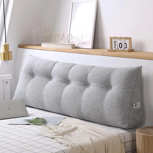 Miniatura 8 de Almohada de cuña de cabecera para cama individual/individual/Queen/King, almohada de lectura grande de lino y algodón, almohada triangular