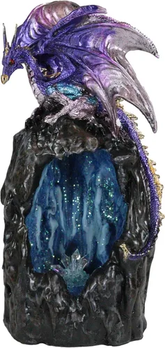 Miniatura 3 de Dragón púrpura de cuarzo azurita escalando una montaña de piedra preciosa, figura decorativa de piedra sintética, quemador de incienso de reflujo