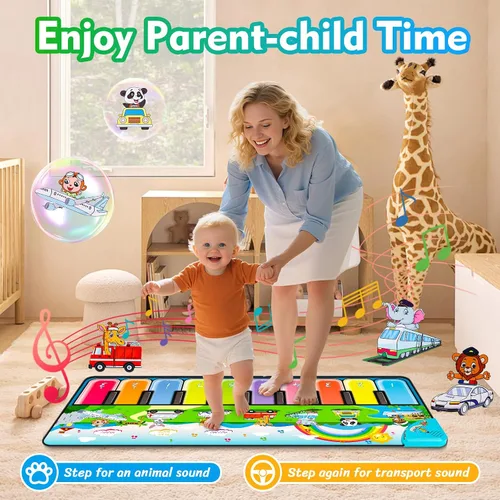 Miniatura 3 de FUCEORUY Alfombrilla de piano de juguete musical para niños pequeños de 1 a 3 años, juguete sensorial de aprendizaje de suelo, juguetes para niños