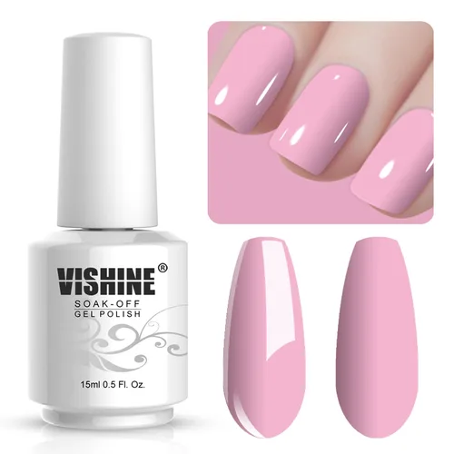 Miniatura 2 de Vishine Gelpolish Esmalte de uñas de gel profesional UV LED Soak Off Color Manicura Color Rosa Claro #1408 1408-rosa claro