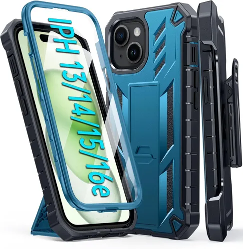 Miniatura 12 de FNTCASE Funda para iPhone 15: para iPhone 14, 13 y 16e, funda militar a prueba de golpes, funda resistente para teléfono celular con soporte y funda