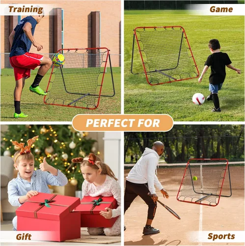 Miniatura 6 de KAIHAOWIN Red de rebote de fútbol, rebote de fútbol de acero de 4 x 4 pies, red de rebote para entrenamiento de práctica de fútbol en el patio