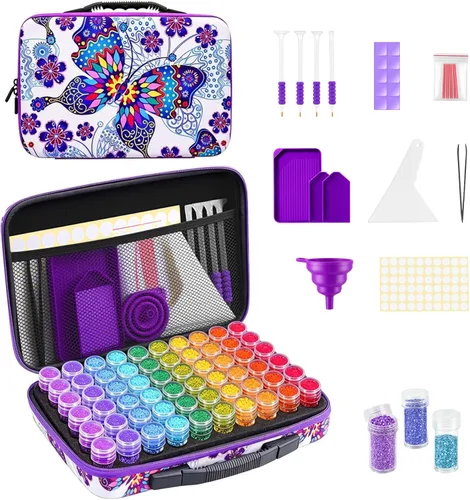 Miniatura 9 de ZORETCO Contenedores de almacenamiento de pintura de diamantes, 60 ranuras, kits de pintura de diamantes, accesorios y herramientas de pintura