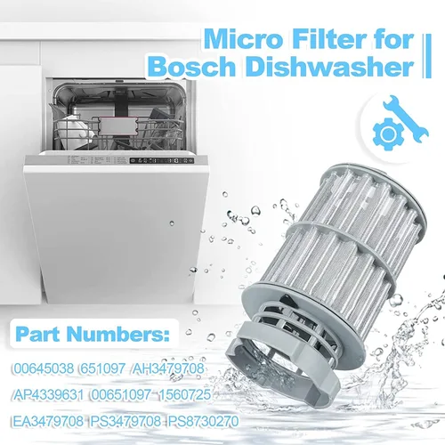 Miniatura 5 de Nuevo filtro micro 00645038 645038 actualizado para piezas de lavavajillas Bosch Kenmore Reemplaza AP4339631, 00651097, 1560725, 651097, AH3479708
