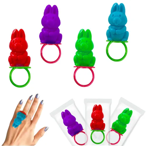 Miniatura 9 de Fruidles Anillos de caramelo de conejo de Pascua, caramelos duros de colores surtidos, envueltos individualmente (paquete de 12)