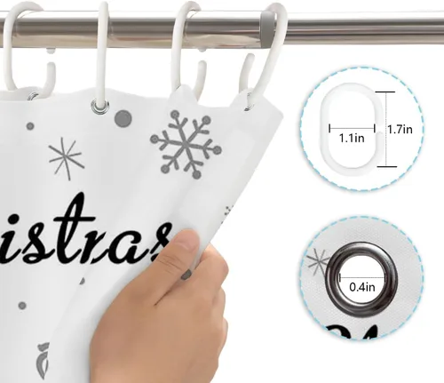Miniatura 5 de MEHOFOND Cortina de ducha de Navidad rosa con árbol de Navidad, cortina de baño de tela impermeable con 12 ganchos, 72 x 72 pulgadas