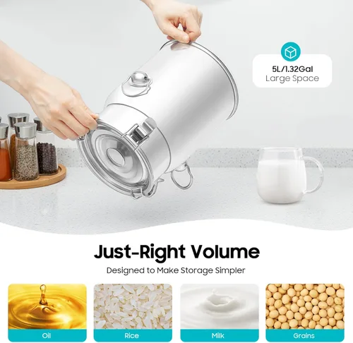 Miniatura 9 de Lata de leche de acero inoxidable de 5 litros y 1.32 galones, cubo de leche para vino, cubo de leche, jarra de leche con tapa sellada, resistente