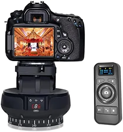 Cabezal de trípode para cámara electrónica 2.4G, cabezal de trípode panorámico motorizado + rotación de 360° + inclinación ±35° + control remoto,