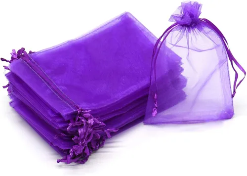 Miniatura 9 de Dealglad 100pcs Drawstring Organza bolsas de joyería caramelo para fiestas, casamientos, regalos Amarillo