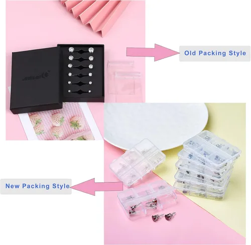 Miniatura 6 de Juego de 6 pares de aretes tipo dormilona de acero inoxidable 316L con circonita cúbica transparente para mujeres y hombres, de 0.315 a 0.3