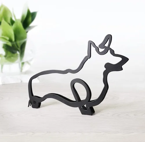 Miniatura 12 de Escultura de pared de arte minimalista para perro, alambre de metal abstracto, línea geométrica, dibujo, estatua de arte (Beagle)