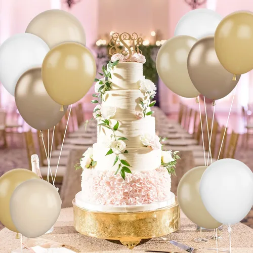 Miniatura 4 de Set de globos de albaricoque, 60 unidades de globos de albaricoque dorado y blanco, globos de látex de albaricoque desnudo de 12 pulgadas, globos