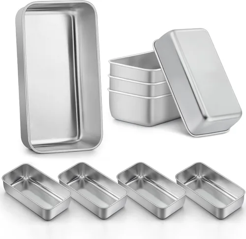 Miniatura 18 de LIANYU Paquete de 4 moldes para pan para hornear pan, molde para pan de 9 x 5 pulgadas, molde para pan de acero inoxidable para pastel de carne