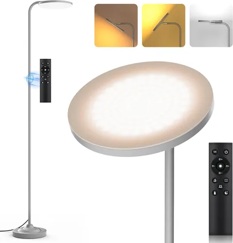 Miniatura 12 de SIBRILLE Lámpara de pie LED de 36 W, lámpara de pie súper brillante, moderna lámpara alta regulable con control remoto, lámpara de pie de lectura