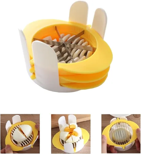 Cortador de Huevos Jawbush 3 en 1 con Cuchillas de Metal para Huevos Duros y Frutas Blandas, Cortador de Huevos Duros de Acero Inoxidable, Cortador