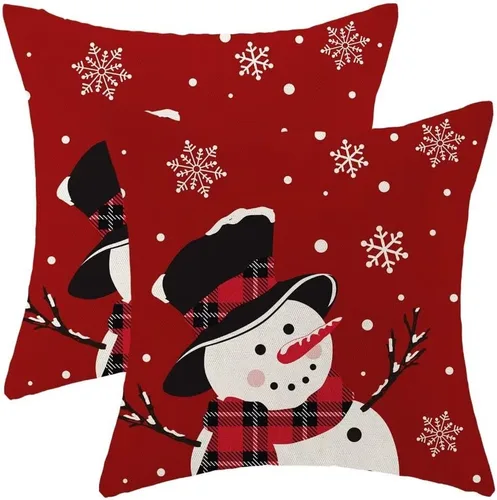 Miniatura 31 de AEIOAE Juego de 2 fundas de almohada de Navidad de 12 x 20 pulgadas, color rojo ciervo, alce y ciervo, fundas decorativas de lino de Navidad