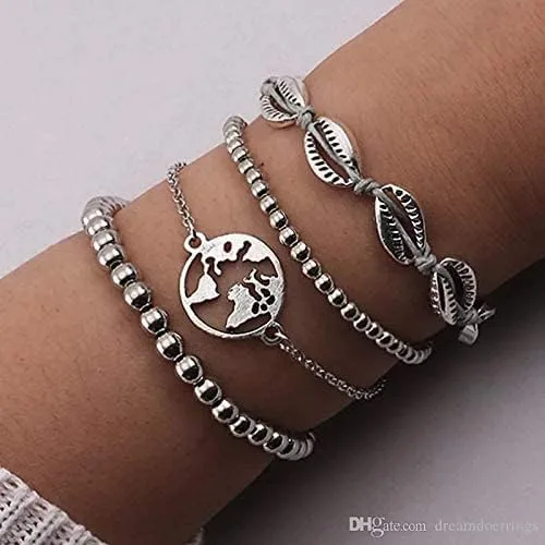 Miniatura 2 de Pulseras de cuentas para mujer apiladas elásticas doradas plateadas pequeñas cuentas de bola delicadas pulseras de eslabones Figaro para él y ella