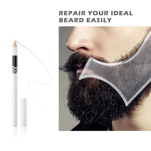 Miniatura 5 de NewBang Juego de 8 lápices de peluquero blancos – Lápices de trazo de afeitar de borde para guía de barba y modelado con sacapuntas, cepillo y regla