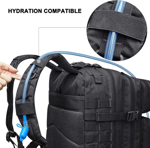 Miniatura 5 de Prospo Mochila de hombro táctica militar de 40 litros para supervivencia escolar, mochila de pesca para almacenamiento de aparejos Negro