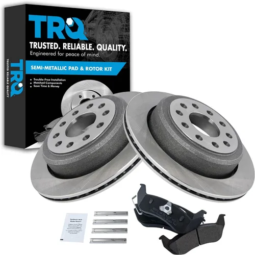 Miniatura 31 de TRQ Juego de pastillas de freno semimetálicas traseras y rotores compatibles con Chevrolet Trailblazer 02-06 Trailblazer EXT 04-06 SSR 02-07 GMC