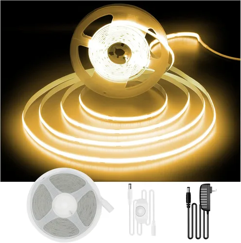 Miniatura 8 de DAYBETTER Tira de LED COB, 16.4 pies de tira de luces LED blancas, tira de luz LED regulable 6500K blanco brillante del día, 24V, 1600LEDs, cinta