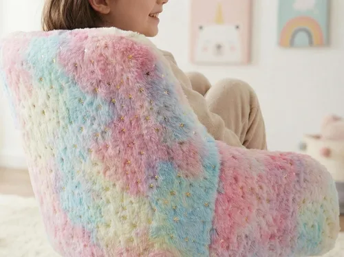 Miniatura 3 de LukeAlon Silla de escritorio ajustable para niños, silla de estudio peluda con base giratoria, bonita silla de lectura tapizada de piel sintética