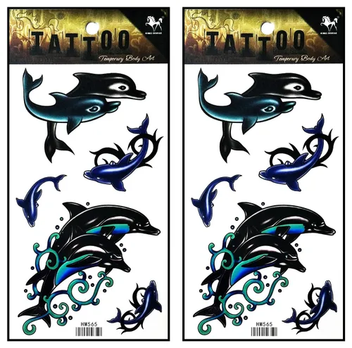 Miniatura 8 de Tatuajes 2 hojas hermosas rosas negras enredaderas temporales tatuajes adhesivos falsos cuerpo brazo pecho hombro tatuajes para hombres