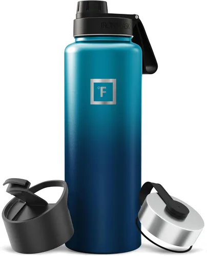 Miniatura 96 de IRON °FLASK Frasco de hidratación para acampar y senderismo con pajilla, botella de agua deportiva de acero inoxidable con aislamiento de boca Dark