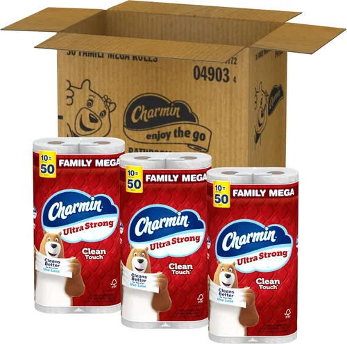Miniatura 9 de Charmin Papel higiénico ultra fuerte y limpio, 30 megarrollos familiares = 150 rollos regulares