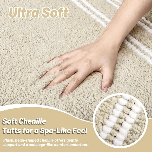 Miniatura 3 de Alfombras de baño antideslizantes, lavables, de 24 x 17 pulgadas, ultra suaves, súper absorbentes, para suelo de baño, alfombra de baño de chenilla