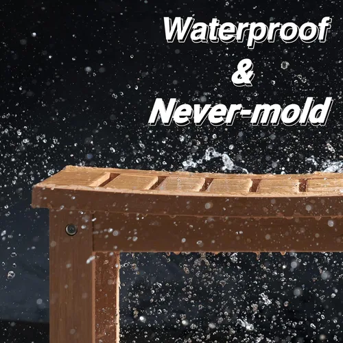 Miniatura 6 de Psilvam Banco de ducha impermeable de madera de polietileno de 21 pulgadas con estante de almacenamiento, taburete de ducha de madera sintética Teca