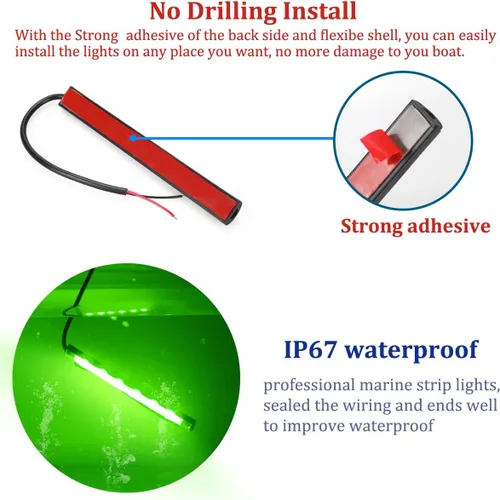 Miniatura 6 de Boaton Luces de Navegación para Barcos, Luces de Proa Súper Brillantes para Pesca Nocturna, Instalación Adhesiva Sin Perforación para Pontón Kayak