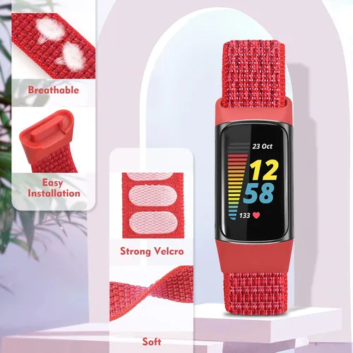 Miniatura 3 de Compatible con Fitbit Charge 5 bandas para mujeres y hombres, correa deportiva de nailon suave y transpirable con velcro para Fitbit Charge 5 China