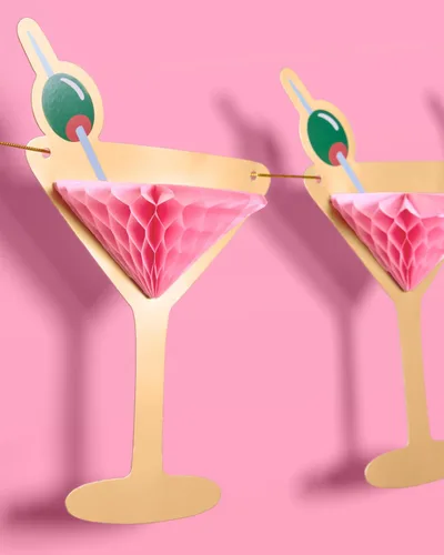 Miniatura 8 de xo, Fetti Cartel de papel de aluminio dorado desplegable 3D de Martini – 5 pies Decoración de despedida de soltera, cartel de fiesta