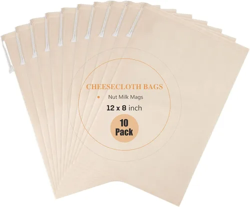 Paquete de 10 bolsas de leche de nueces, 8 x 12 pulgadas, bolsas de estopilla reutilizables de grado de malla fina, coladores, bolsas de filtro de