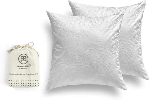 Miniatura 15 de Threadmill Funda de almohada de algodón de 18 x 18 pulgadas, juego de 2 fundas de cojín cuadradas decorativas de algodón con diseño de hiedra