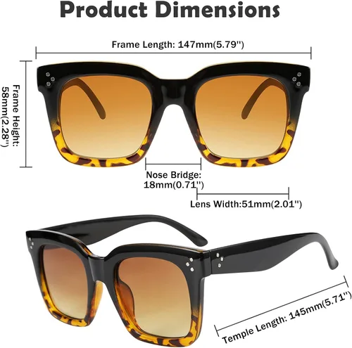 Miniatura 6 de FEISEDY Gafas de sol vintage de mariposa para mujer, diseño de lujo, cuadrado, degradado, B2486
