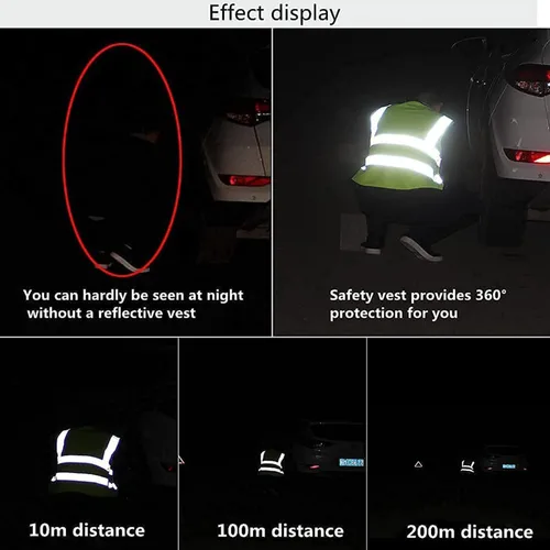 Miniatura 4 de Chaleco de seguridad reflectante de alta visibilidad para hombres y mujeres con bolsillos y cremallera frontal cumple con los estándares ANSI/ISEA