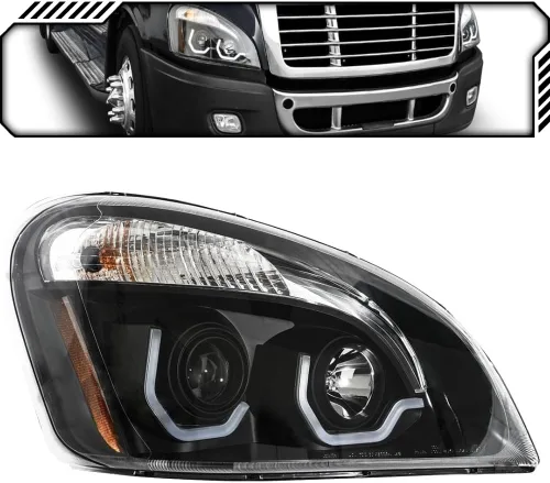 Miniatura 9 de EPIC LIGHTING Faros de Halógeno Estilo OE con Bisel Negro y Luz de Marcha LED Blanca, Ensamblaje de Reemplazo para FREIGHTLINER 08-17 CASCADIA