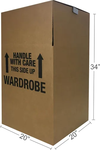 Miniatura 5 de Amazon Basics Cajas de mudanza para ropa de armario con barra, 20 x 20 x 34 pulgadas, paquete de 3 Con barra de suspensión, para empacar ropa
