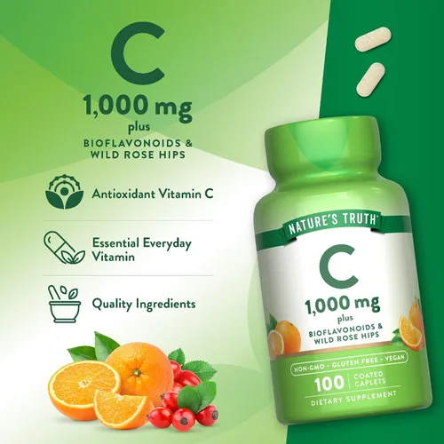 Miniatura 5 de Bioflavonoides de vitamina C y rosa HIPS 1000 mg 100 cápsulas Vegetariano, sin OMG, sin gluten por Nature's Truth