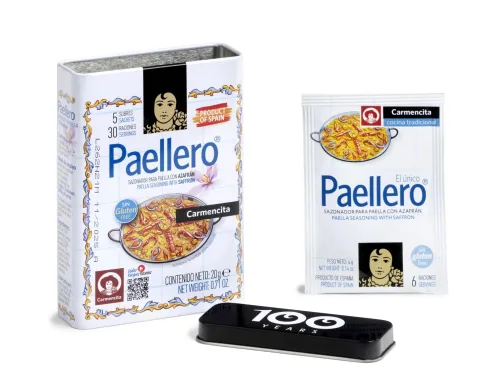 Miniatura 2 de Carmencita. Paellero Paella Condimento con Azafrán (5 bolsas) en lata metálica. 20g (0.71oz)