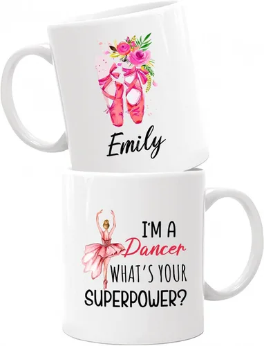 Regalo personalizado de bailarina, taza de zapato de ballerina, taza de bailarina, tazas para amantes de la danza, taza de café personalizada con