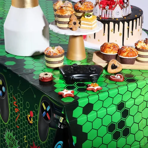 Miniatura 4 de Tatuo 3 fundas de mesa de videojuegos, decoración de cumpleaños temática de juegos, mantel de plástico, suministros de fiesta para niños y niñas