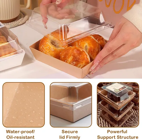Miniatura 4 de Paquete de 50 cajas de charcutería con tapas transparentes, cajas pequeñas de charcutería de 4 pulgadas para presentar y transportar un surtido
