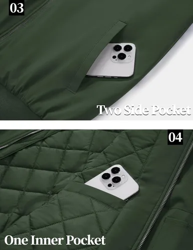 Miniatura 7 de MAGNIVIT - Chaqueta de bombardero para hombre de invierno, cortaviento, cálida, con cremallera completa, abrigo exterior, estilo casual, chaqueta