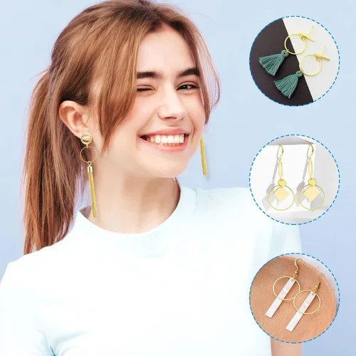 Miniatura 2 de Ximalun 100 aros de oro para aretes, 1.181 in, círculos redondos para hacer joyas