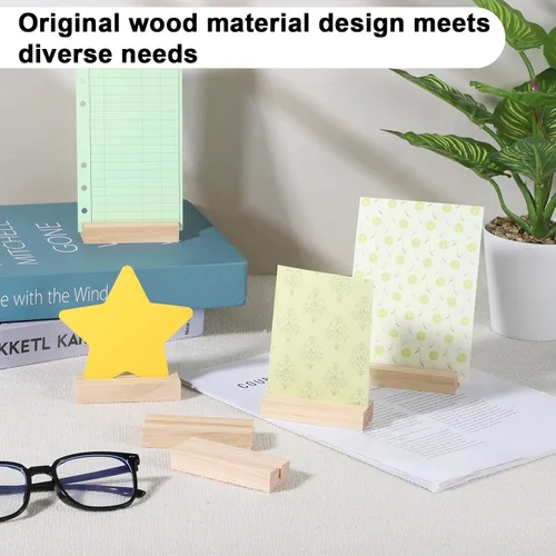 Miniatura 7 de 6 soportes de madera para números de mesa, tarjeteros de madera para colocar tarjetas de fotos y tarjetas de nombre para letreros acrílicos