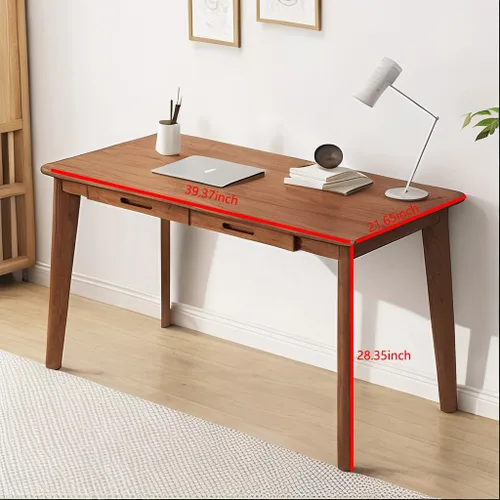 Miniatura 3 de DELLMAO Escritorio de computadora de escritura, escritorio de oficina, mesa de computadora, escritorio de estudio con 2 cajones para muebles